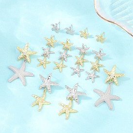 Латунные микро проложить серьги стержня кубического циркония, морская звезда, без свинца и без кадмия, долговечный, стойки покрытие