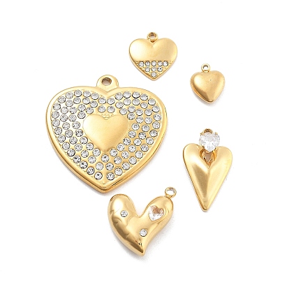 304 кулон из нержавеющей стали, со стразами, вакуумное покрытие pvd, сердце