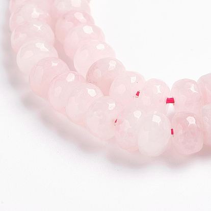 Природного розового кварца нитей бисера, рондель, граненые