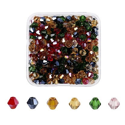 DIY Jewelry Making Kits, Including 330Pcs 6 Colors Electroplate & Imitation Austrian Crystal 5301 Bicone Beads, Faceted