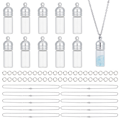 Наборы для самостоятельного изготовления ожерелья из стеклянной бутылки, в том числе 304 цепочки из нержавеющей стали и открытые соединительные кольца