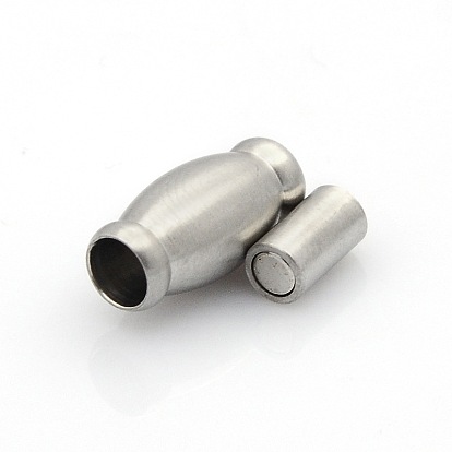 304 Stainless Steel Matte Surface Magnetic Clasps with Glue-in Ends, Oval