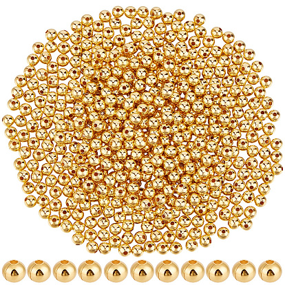 500Pcs Brass Smooth Round Beads, Seamed Spacer Beads