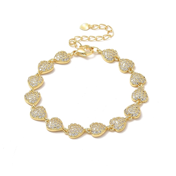 Браслет-цепочка с сердечком из прозрачного кубического циркония, стеллаж для латунных украшений для женщин, без свинца и без кадмия, долговечный