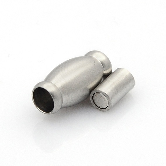 304 Stainless Steel Matte Surface Magnetic Clasps with Glue-in Ends, Oval