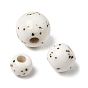 Speckled Round Handmade Ceramic Beads, Black Dot Glazed Porcelain Beads