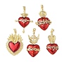 Подвески из латуни с кубическим цирконием и эмалью, сердце прелести, без свинца и без кадмия, долговечный, стойки покрытие
