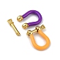 Brass Enamel D-Ring Anchor Shackle Clasps, Real 18K Gold Plated, for Bracelets Making