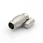 304 Stainless Steel Matte Surface Magnetic Clasps with Glue-in Ends, Oval
