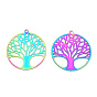201 Stainless Steel Filigree Pendants, Etched Metal Embellishments, Tree of Life Charm