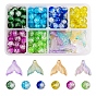 Baking Paint Crackle Glass Bead and Transparent Spray Painted Glass Pendants