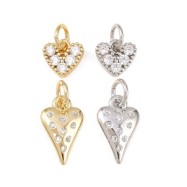 Латунные микро проложить кубического циркония подвески, сердце прелести, стойки покрытие, долговечный, без кадмия и без свинца