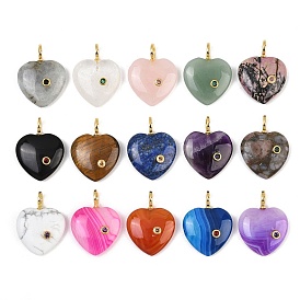 Природных драгоценных камней подвески, сердце прелести, с латунными микро проложить кубических выводы циркония, золотые