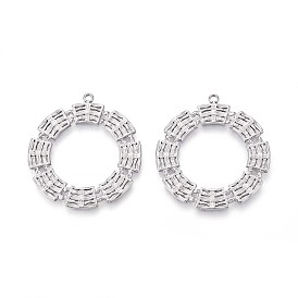 304 из нержавеющей стали полые подвески, круглое кольцо-шарм, анти-тускнение