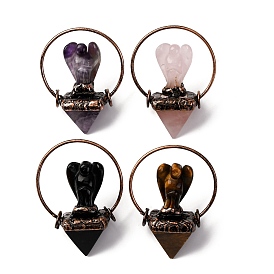 Подвески в виде пирамидального ангела из натурального драгоценного камня, с кольца прыжок из латуни, Красная медь