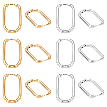 6 пары 2 цвета 304 овальные серьги-кольца из нержавеющей стали