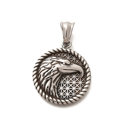 304 подвески из нержавеющей стали, плоские круглые с орлом рисунком