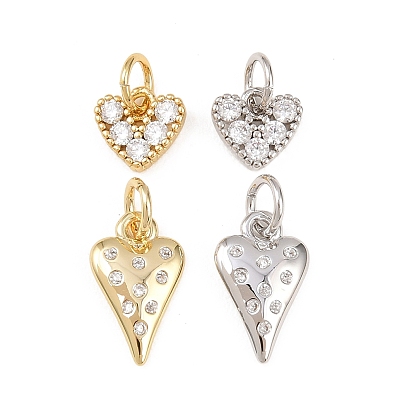 Латунные микро проложить кубического циркония подвески, сердце прелести, стойки покрытие, долговечный, без кадмия и без свинца