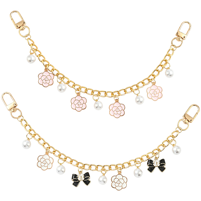 2 шт. 2 стили сплав эмаль цветок бабочка подвеска латунь сумка декоративные цепочки, Сплав с застежками, аксессуары для замены сумок, разноцветные