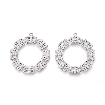 304 из нержавеющей стали полые подвески, круглое кольцо-шарм, анти-тускнение