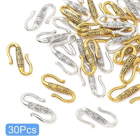 30 шт. 2 цвета тибетский стиль сплав S-образные застежки, без кадмия и без свинца
