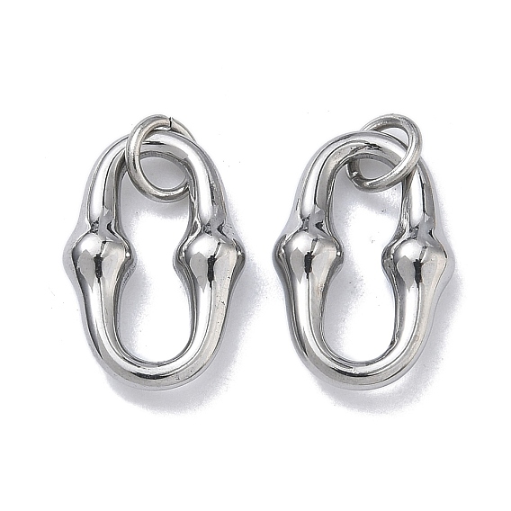 304 Stainless Steel Pendants, Oval Charm