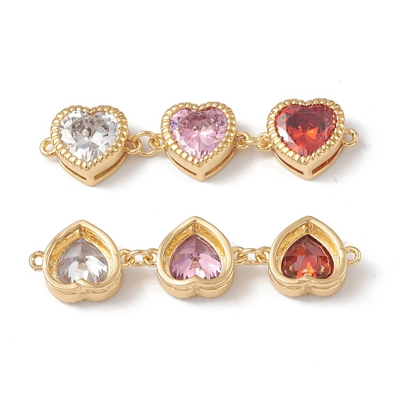 Подвески из латуни с кубическим цирконием, без кадмия и без свинца, долговечный, сердце