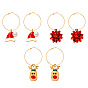 Christmas Earrings Set - Floral Santa Hat Reindeer Earings, Festive Accessories.