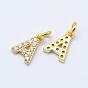 Brass Micro Pave Grade AAA Cubic Zirconia Charms, Letter A, Cadmium Free & Nickel Free & Lead Free