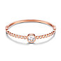 Stainless Steel Bangles, with Grade AAA Cubic Zirconia, Clear