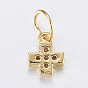 Brass Micro Pave Cubic Zirconia Tiny Cross Charms