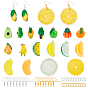 DIY Dangle Earring Making Kits, Including 32Pcs Fruit Resin Pendants, Brass Earring Hooks, Alloy & Brass Jump Rings