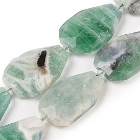 Natural Fluorite Beads Strands, Faceted Teardrop