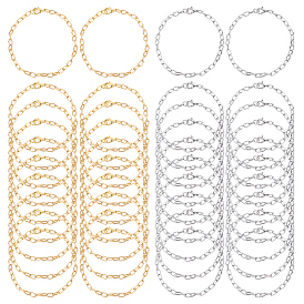 40шт. 2 браслеты из железной проволоки и цепочек разных цветов, с карабин-лобстерами 