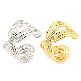 Brass Hollow Oval Open Cuff Rings, Lead Free & Cadmium Free