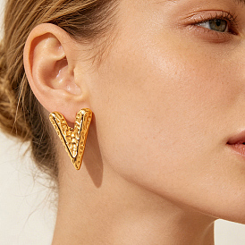304 aretes de acero inoxidable para mujer, real 18 k chapado en oro