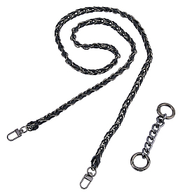 1Черные цепочки для кошельков из искусственной кожи, с 1 алюминиевыми витыми удлинительными цепями из поликарбоната с застежками из сплава