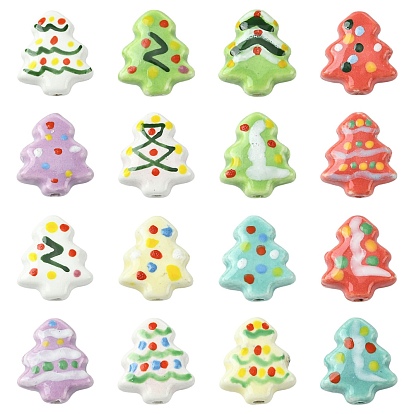 16шт 16 цвета фарфоровые бусины ручной работы, рождественская елка, пастельный фарфор