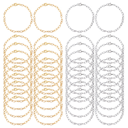 40шт. 2 браслеты из железной проволоки и цепочек разных цветов, с карабин-лобстерами 