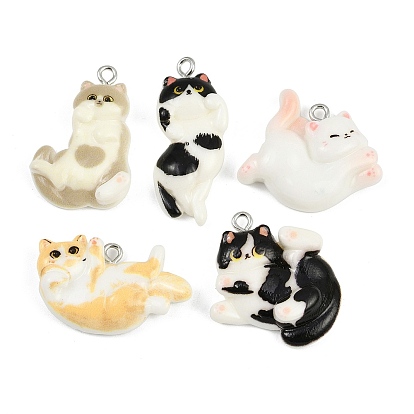 Подвески из смолы, подвески в форме кошки, с железными петлями