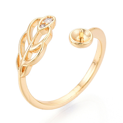 Закрепка колец для чашек из листовой латуни с микропаве из кубического циркония, регулируемые настройки колец для полупросверленных бусин, без кадмия, без никеля и без свинца