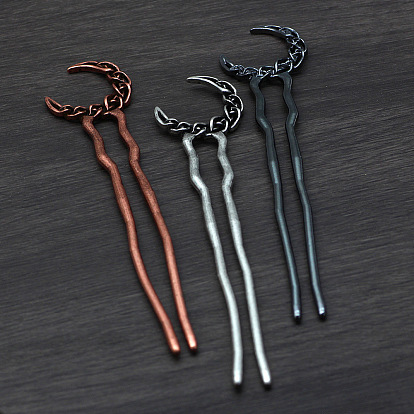 Moon Alloy Hair Forks, Viking Hair Accessories for Women