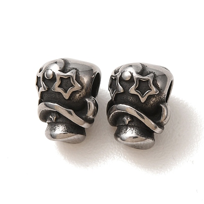 304 Stainless Steel Beads, Barrel with Star