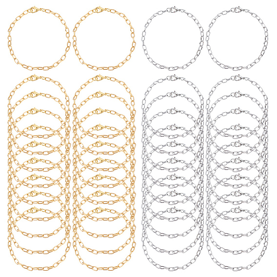 40шт. 2 браслеты из железной проволоки и цепочек разных цветов, с карабин-лобстерами 