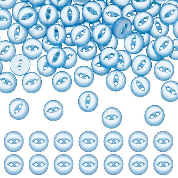 100шт 2-отверстие смоляные кнопки, плоско-круглые