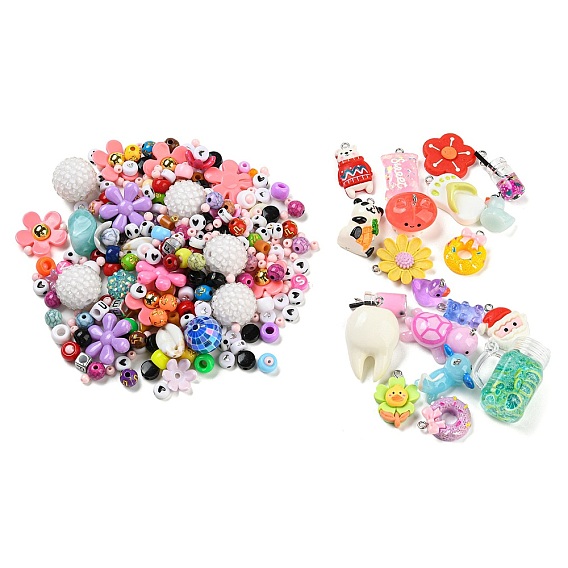 Набор подвесок из акриловых бусин и смолы