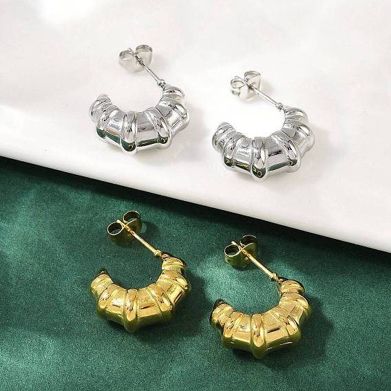 304 из нержавеющей стали серьги, круассан, ионное покрытие (ip)