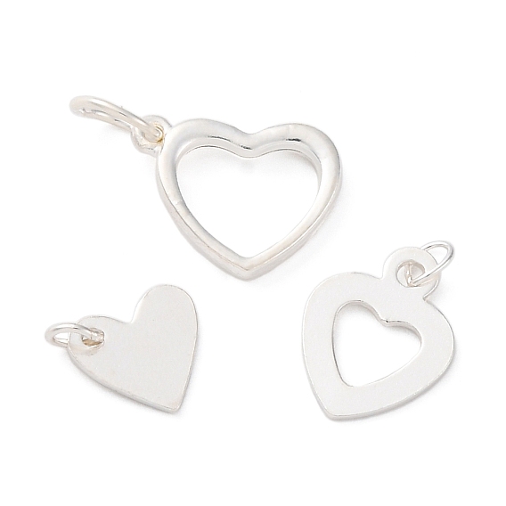 925 стерлингового серебра прелести сердца, с прыжковых колец