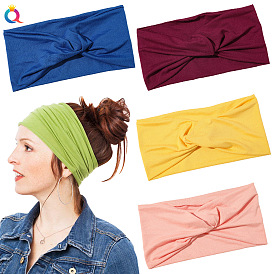 Fashion Cotton Headband for Sports and Yoga, Sweat-absorbent and Wide with Knot Design
