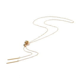 Crystal Rhinestone Rondelle Slider Pendant Necklace with Brass Cable Chains for Women